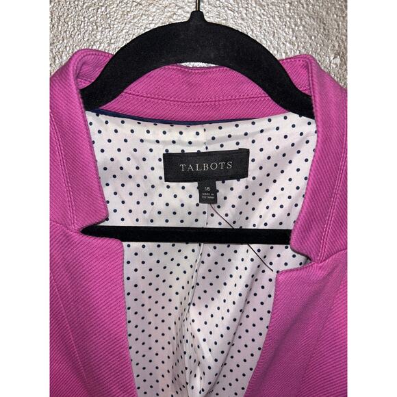 Talbots Academia Preppy Pink Single Button 70% Cotton Double Flap Blazer NWOT - Picture 2 of 8